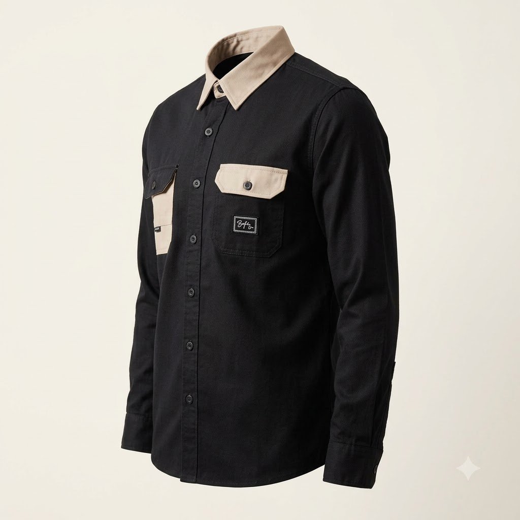 Aarvo Black Contrast Shirt - Image 3