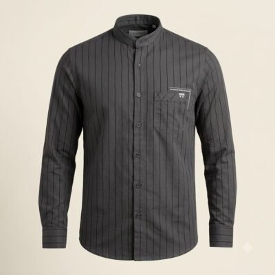 Dark_grey_striped_twill_shirt_20260922221034 Aarvo Classic Stripe Grey