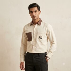 CONTRAST CREAM SHIRT