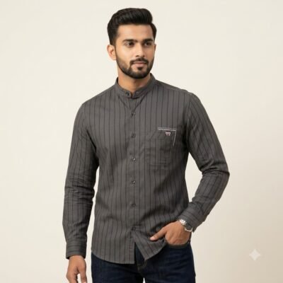 Male_model_wearing_twill_shirt_20260922221034 Aarvo Classic Stripe Grey