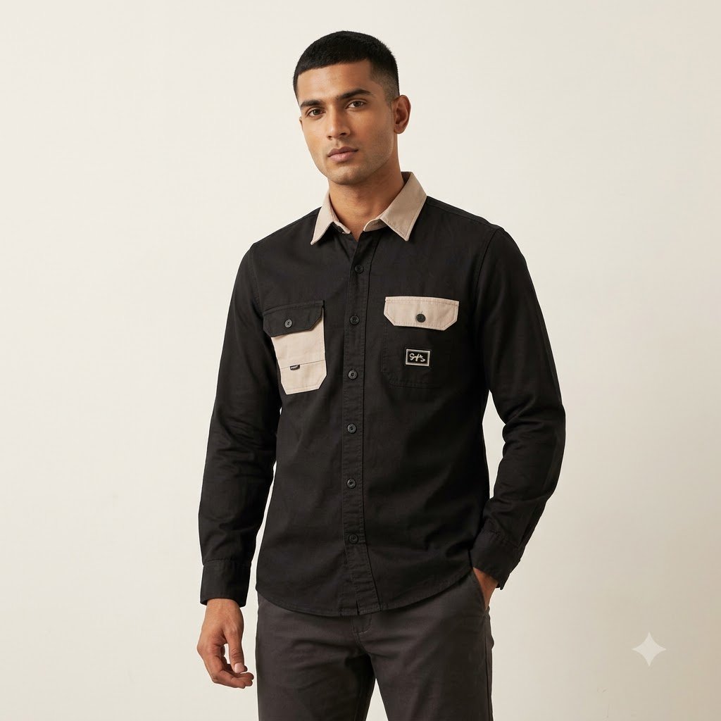 Aarvo Black Contrast Shirt