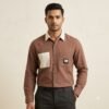 CONTRAST BROWN SHIRT