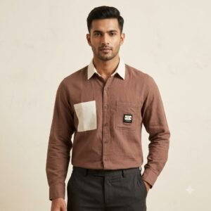CONTRAST BROWN SHIRT