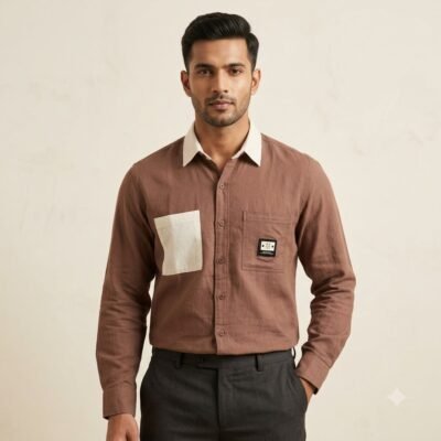 CONTRAST BROWN SHIRT