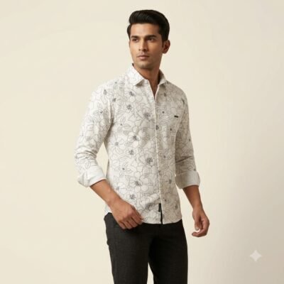 Model_wearing_embroidered_button…_20260922204540 Aarvo Floral Print Shirt