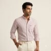 Model_wearing_striped_shirt_20260922213254 STRIPE SHIRT BABY PINK