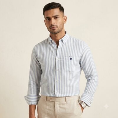 Model_wearing_striped_shirt_20260922213254_3 STRIPE SHIRT SKY BLUE