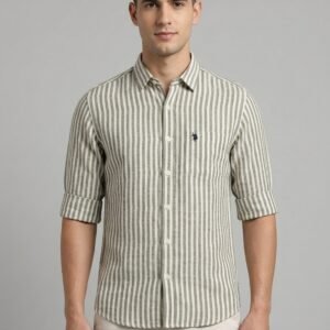STRIPE SHIRT OLIV GREEN