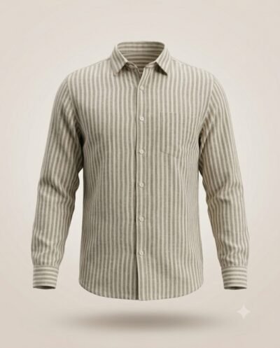 prodect001 STRIPE SHIRT OLIV GREEN